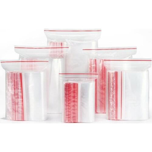 100pcs/pack Resealable Lock Bags Self Seal Clear Plastic Poly Bag Food Storage Package Reclosable Vacuum Fresh Bag