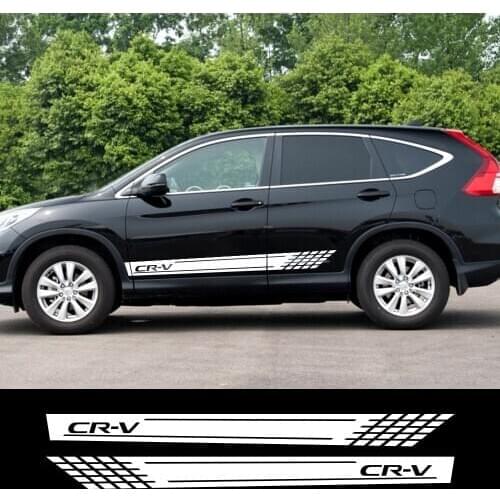 2PCS Car Door Side Vinyl Skirt Stripes Stickers Auto Decor Decal For Honda CR-V Reflective Waterproof Car Body Trim Accessories