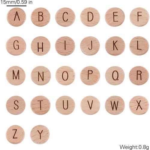 20pcs Square Round Beech Wooden Letter Alphabet Beads For DIY Jewelry Making Bracelets Necklaces Personalized Baby Teether Toys