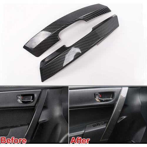 2x Auto Carbon Fiber Style Interior Moulding Door Side Handle Armrest Cover Trim Protector Sticker Fit For Corolla 2014-2017