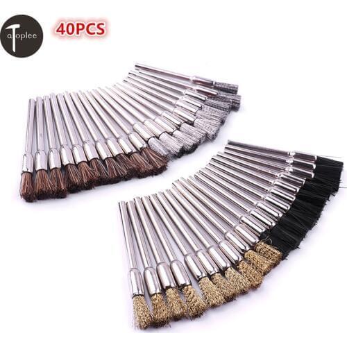 40Pcs Mini 4 Types Metal Brush Polishing Tool Pen Polish Brush Set DIY Professional Tools For Metal Derusting Polishing