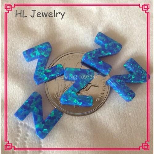 50PCS/Lot Initial Letter Z 9*10MM OP05 Pacific Blue Syntehtic Opal Pendant Wholesale For DIY Jewelry