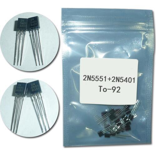 50pcs/lot Transistor DIP 2N5551 2N5401 5551 5401 TO-92 (25PCS* 2N5401+25PCS* 2N5551 )