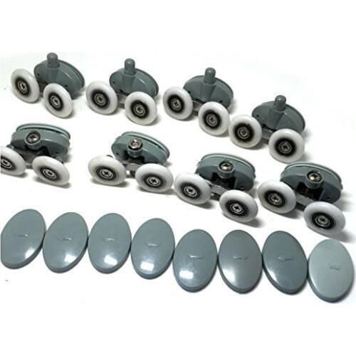 8pcs/set 23mm 25mm Top Bottom Hardware Ovel Double Sliding Shower Glass Door Rollers Runner Wheels Pulleys