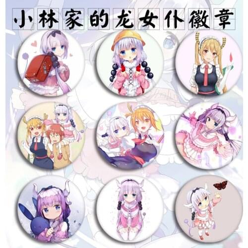 Anime Miss Kobayashis Dragon Maid Cosplay Badge Kanna Cartoon Brooch Pins Jewelry Tooru Collections Graduation Gift Decoration