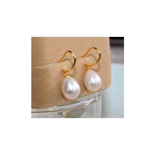 Free shipping>>>>noble jewelry AAA11-12mm natural south sea white pearl earrings 14K gold