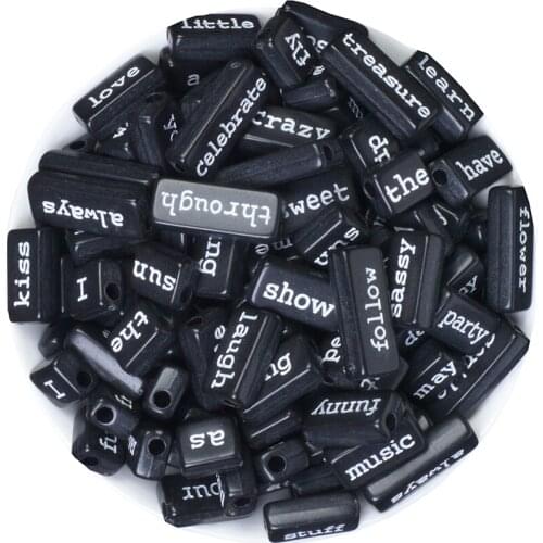 Black Color Square Phrase Word Letter Beads Size 9x10mm 9x18mm 9x23mm Beads For Jewelry Making DIY Necklace Bracelet