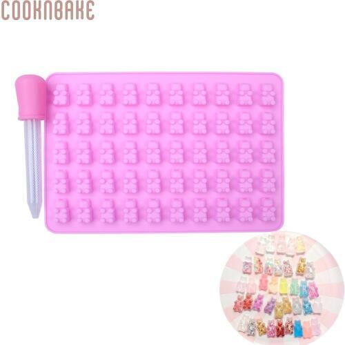 COOKNBAKE DIY 50 Cavity Bears Candy Chocolate Silicone Mold Tray Baking Mold Cake Decorating Tool with Dropper CDSM-686