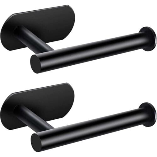 Toilet Paper Holder, Self Adhesive Toilet Paper Roll Holder for Bathroom Washroom Kitchen Stick on Wall Mount Matt 2 Pcs Promoti