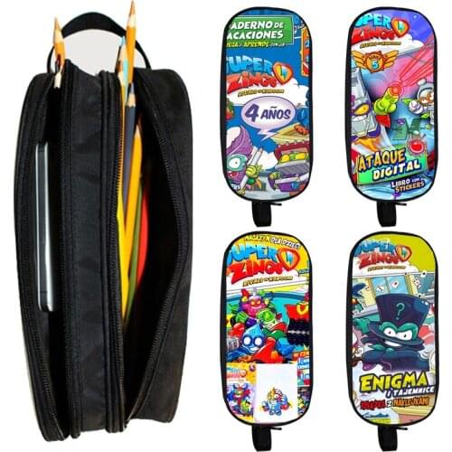 Double Layer 3D Super Zings Pencil Case Kids Superzings PencilBox Boy Girl Cartoon Anime Pen Bag Students Stationery Storage Bag