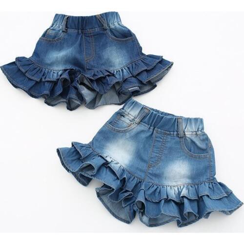 Girls Denim Shorts Pants Children Clothing Summer Kids Skirt Pants Cute Fishtail Fashion Shorts Baby Girls Pants Casual Trousers
