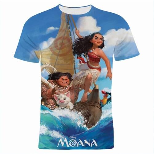 Moana Cartoon Anime Clothes For Children Summer Short Sleeve 3D Print Women T Shirt Casual Oversized Mens T-shirts