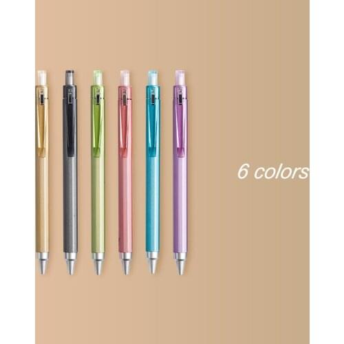 6pcs DOMI DM-907 High-density Metallic Color Press Gel Pen 0.5mm Black Bullet Tip Simple Writing Smoothly Office Signature Pen