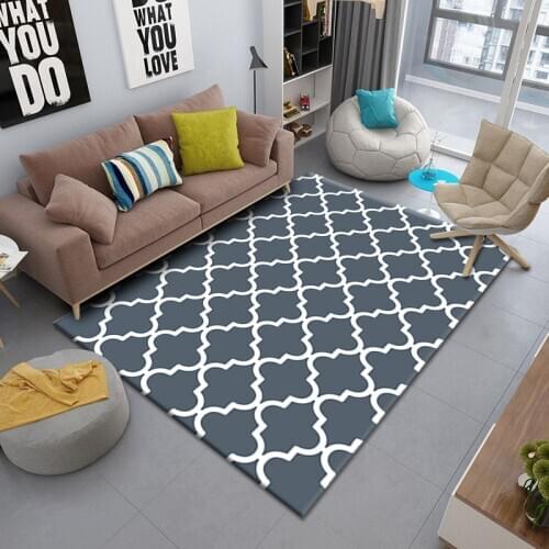 Geometric Lattice Area Rug Nordic Simple Carpets for Living Room Hotel Study Balcony Washable Carpet Absorbent Mat Bedroom Decor