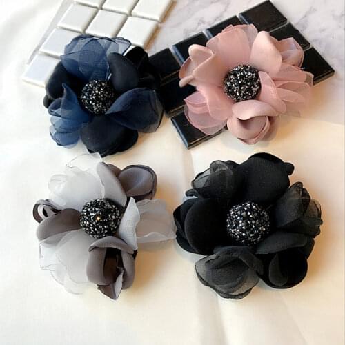 I-Remiel Fabric Crystal Large Flower Brooch Pin for Women Shirt Shawl Cardigan Suit Jewelry Cloth Art Camisas Mujer Accessories