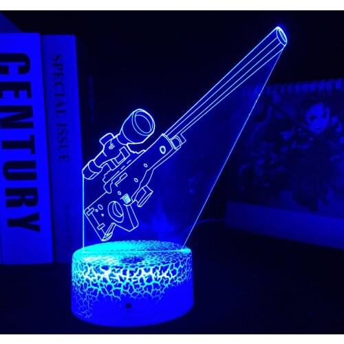 Game Weapon Sniper Rifle AWP 3D Optical LED Night Light for Kids Cool Birthday Gift Boys Room Bedroom Lamp Office Decoration