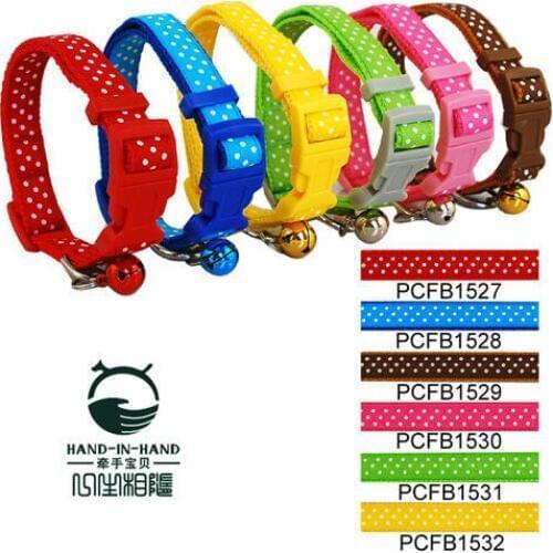 By 50sets 450Pcs/Lot (6 colors) Classic Pet Dog Dots Print Collar Buckle Style 1.5cm