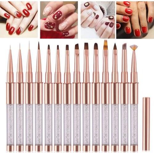 1pcs Kolinsky Sable Acrylic Brush UV Gel Carving Pen Brush Liquid Powder DIY Nail Drawing Flat Round Red Wood Nail Art Brush