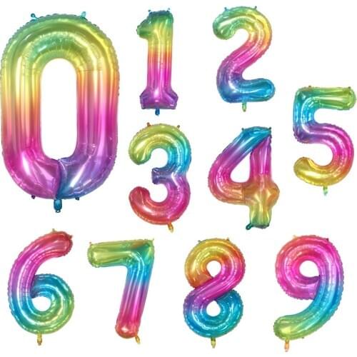 40 inch Candy Number Foil Balloons Inflatable Birthday Digit Figure Age Balloons Adult Kids Happy Birthday Party Balloons Decor