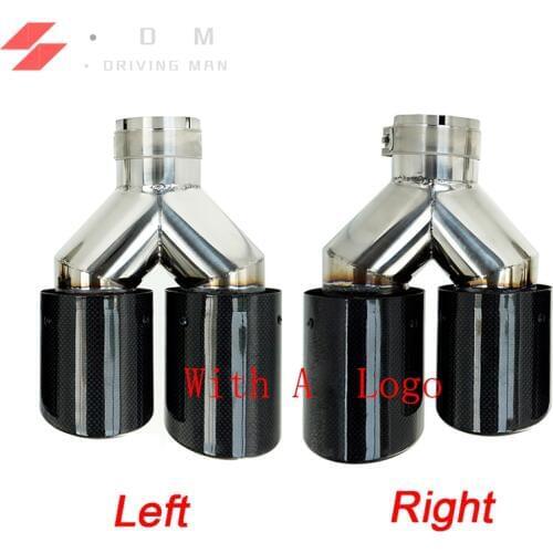 2PCS Universal Dual With A Logo Carbon Fiber Exhaust Tip Glossy Exhaust Pipe Exhaust Tip Curly Flange For BMW E70