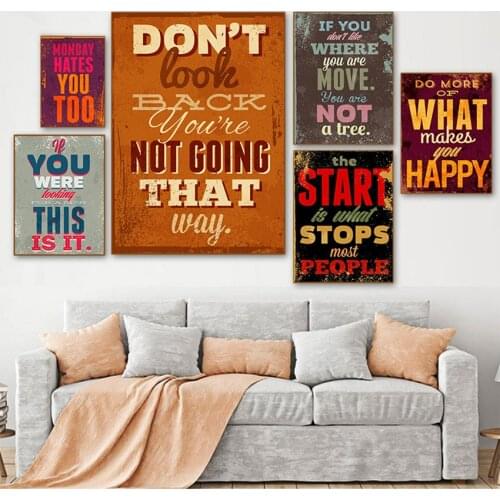 Wall Pictures Canvas Painting Home Decor Motivational Typography Life Quotes A4 Vintage Retro Art Prints Poster Hippie