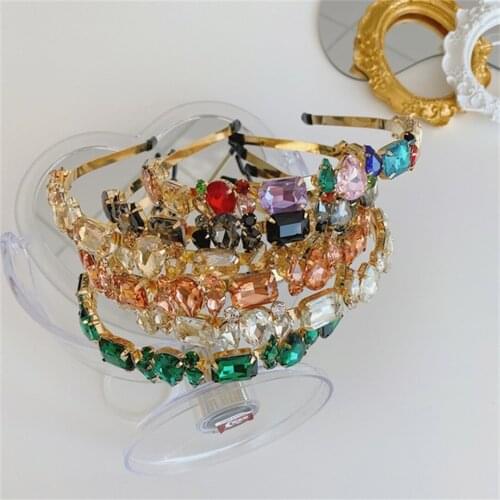 New High-end Full Rhinestone Baroque Rhinestone Ladies Headband, Exquisite Retro Fine-edge Hair Accessories