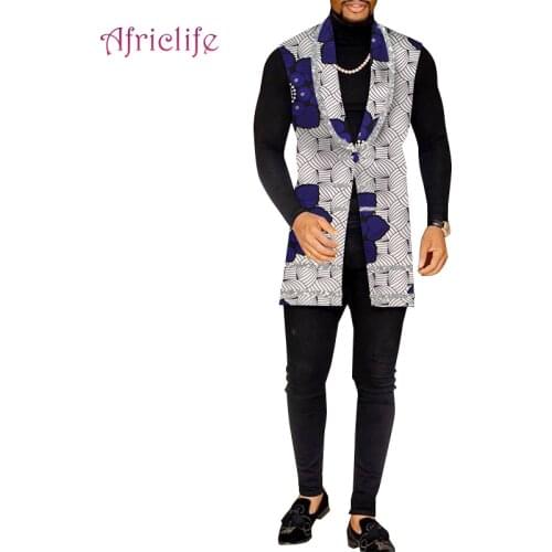 New African Vest for gentleman Fashion Leisure Coat African Man Dashiki Batik Wax Printing Blazer Sleeveless Jacket Male WYN1622