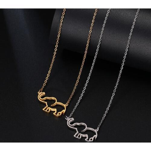 Stainless Steel Necklace Women Girls Lovers Origami Elephant Charm Pendant Necklaces Women Trendy Jewelry Gifts Accsssories Hot