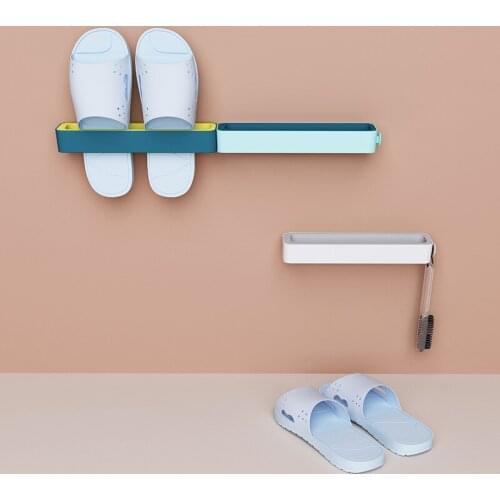 Free Combination Bathroom Slippers Rack Wall-Mounted Plastic Shoe Storage Rack Simple Bathroom Daily Rack Double Slippers Rack