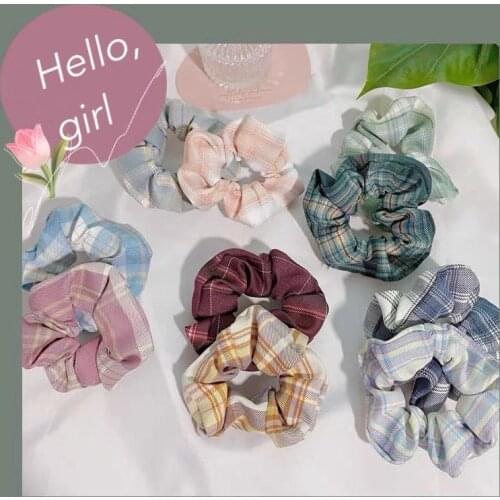 British Style Striped Plaid Hair Band Hair Tie Head Rope European Classic Grid Frabic Daily Large Rubber Band Elastic Hair Bands