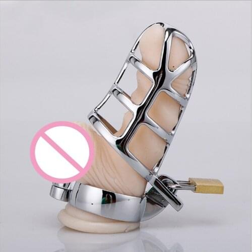 Stainless Steel Chastity Belt Metal Cock Cage for Men with Curved Penis Ring Sex Toys Chastity Device Erotic Bdsm Bondage