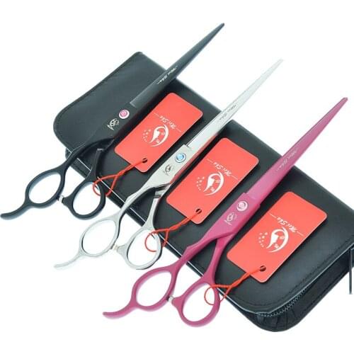 7.0" Professional Left Hand Dogs Scissors Japan 440c Pets Cutting Thinning Shears Animals Grooming Scissors Dog Clippers A0185A