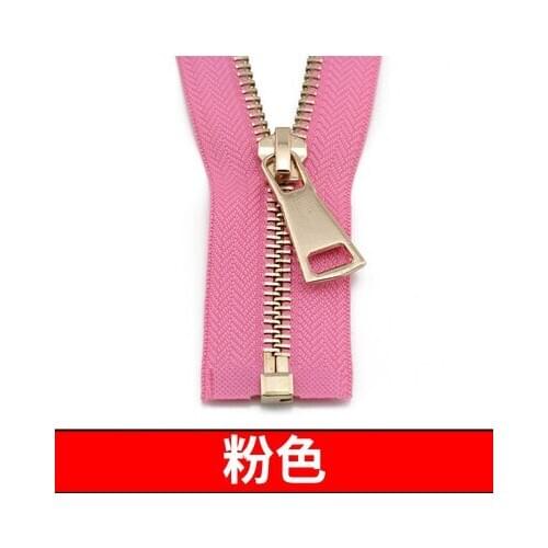 Free shipping 3pcs/lot 5# 70cm 90cm pink zipper Metal zipper light gold teeth open-end clothing coat jacket down zipper