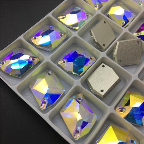 TopStone K9 #3265 Crystal AB Cosmic Sew On Stones Flatback 11x14 13x17 16x20 mm Sewing Glass Rhinestones For Dress Jewelry