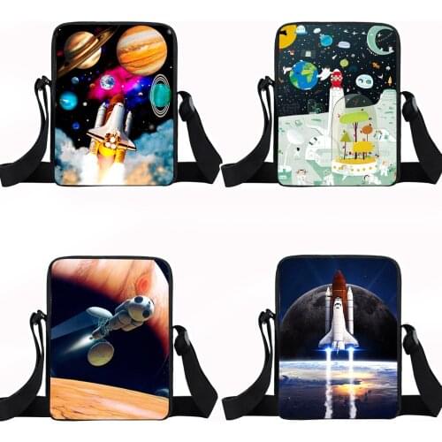 Planet / Astronaut Mini Messenger Bag for Women Handbag Spaceship Galaxy Shuttle Boys Girls Crossbody Bags book Bags