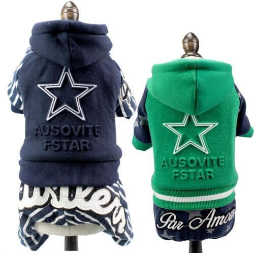 Warm Winter Overalls for Dogs Star Dog Clothes Hood Handsome Pet Jumpsuit Clothes for Pet XS S M L XL XXL
