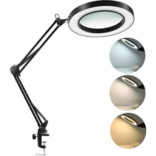 Dimmable LED Selfie Ring Fill Light Phone Camera Led Ring Lamp Magnifier Desk Lamp With Clamp For Makeup Video Live Reading