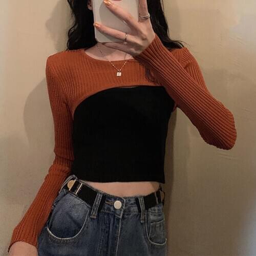 Autumn Women Fashion Solid Sweater O-Neck Cropped Sweater Pullover Crop Tops Super Cropped Sweaters Shirts For Female