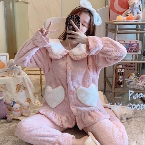 Winter Maternity Clothes Sleepwear Spring Autumn Flannel Chinese Style Kimono Confinement Clothes Prenatal+Postpartum Pajamas