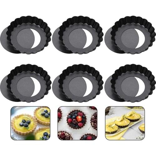 3 Inch Non-stick Carbon Steel Cake Molds Bottom Tart Plate Round Lace Pizza Egg Tart Pie Tray Home Oven Cake Tools