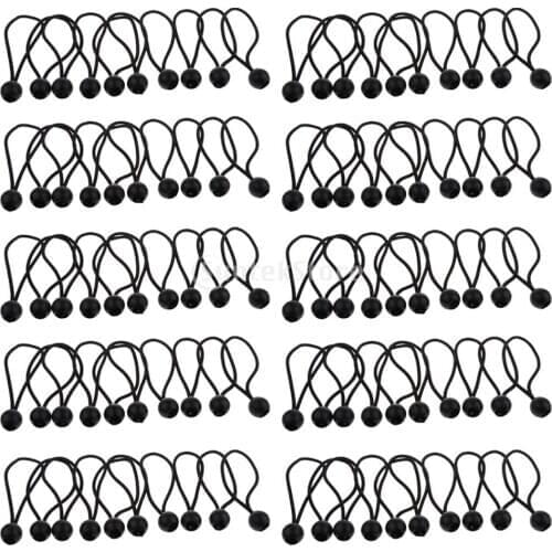 100ps 162mm/ 6.3"Heavy Duty Ball Bungees Elastic Cord Tie down Rope Canopy Straps White/Black