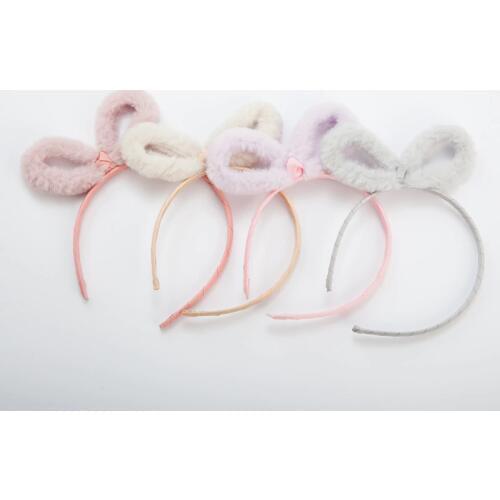 12pcs Fashion Cute Wollens Bow Princess Hairbands Fur Rabbit Ears Hair Sticks Hard Headbands Princess Headwear Hair Accessories