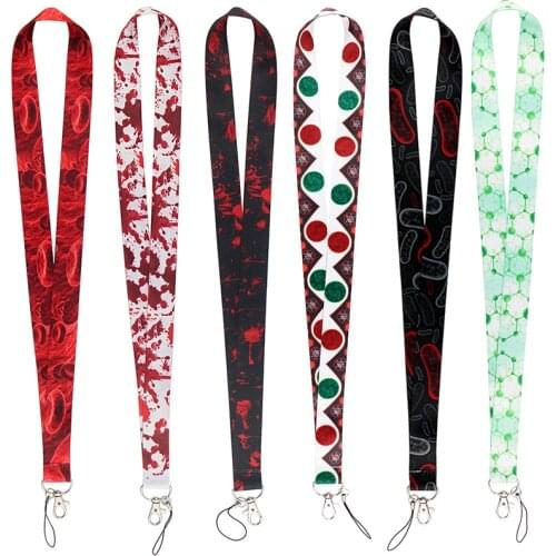 24pcs/lot MD728 DMLSKY Cartoon Blood Cells Phone Lanyard Fashion Neck Lanyards for ID Card Phone For Doctor Nurse Accessories