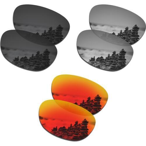 SmartVLT 3 Pairs Polarized Sunglasses Replacement Lenses for Oakley Stringer Stealth Black and Silver Titanium and Fire Red