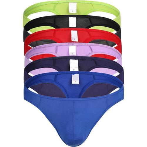 6PCS Men Underwear Breathable Low Waist Backless Men Thongs Male Man Hollow Out Pouch T Back G Strings Underpants