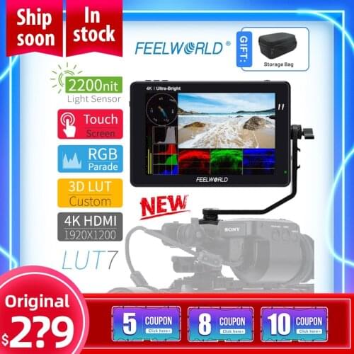 FEELWORLD LUT7 7 Inch 3D LUT 2200nits Touch Screen DSLR Camera Field Monitor with Waveform VectorScope Histogram