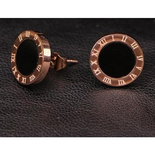 AAA Quality Fashion Titanium Steel Brincos Earrings Round Shaped Letter Stud Earrings For Men Women