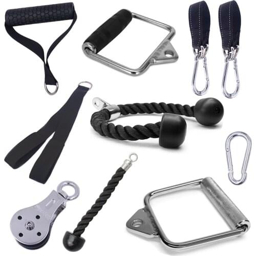 Gym Fitness Equipment Cable Machine Attachments Tricep Rope D-Handle Cable Pully Optional for Weight Lifting Workout Accessories
