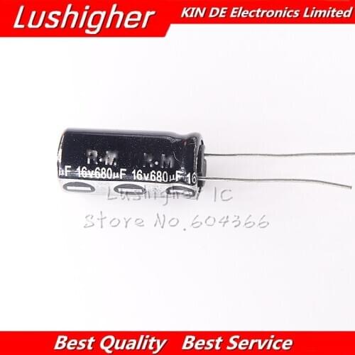 10PCS 16V680UF 10*20mm 680UF 16V 10x20 mm Aluminum Electrolytic Capacitor DIP