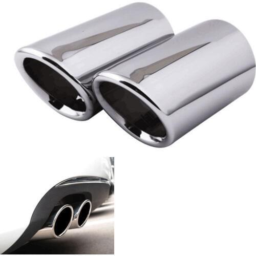 BBQ@FUKA 2x Car Rear Stainless Exhaust Tail Pipe Tip Muffler End Trim Fit For Audi A3 8P 2009-2012 A1 2010-2014 Car Accessory